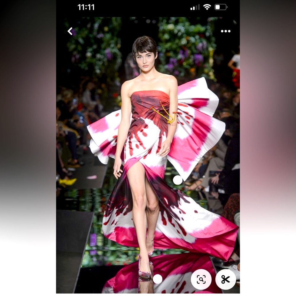 Moschino couture runway ss18 gown multi color